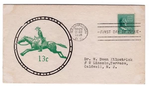 #818 Presidential Series 13c Millard Fillmore 1938 FDC - #15 Raley - Picture 1 of 2