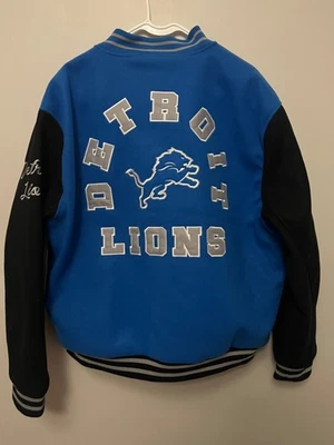 Detroit Lions NFL Team Apparel Quilt Lined Varsity Bomber Jacket Mens XL NWT - Image 1 of 4