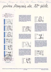 Document Philatélique 1er Jour : 07 Bis 1991 - Poètes Français du XX° - Picture 1 of 1