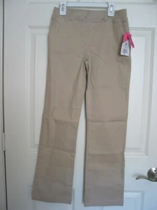 IZOD girls size 14 Reg school uniform pants pull-on khaki knit-waist skinny NWT - Picture 1 of 5