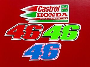 CASTROL OIL HONDA WORLD  SUPER BIKE 46 RACING MOTO GP TT STICKERS x 4 UK SELLER 