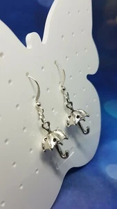 tibetan silver umbrella hook earrings, novelty gifts, umbrella, wednesday, goth - Picture 1 of 2
