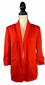 Kensie Red Orange Blazer Rouched Sleeves Size S - Picture 1 of 12
