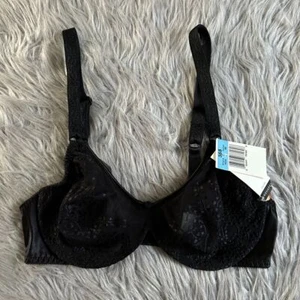 Vintage 2002 Bali Sheer Mesh Unlined Bra Womens Size 36B Black Floral Lace - Picture 1 of 7