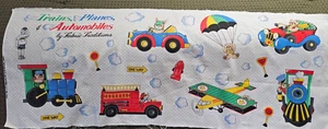 TRENI AEREI E AUTOMOBILI di Tessuto Tradizioni Dal Pannello Trapunta Tessuto Bambini - Foto 1 di 7