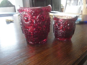 2 Windlichter EULE 10 und 7 cm hoch  aus Glas - Bild 1 von 4