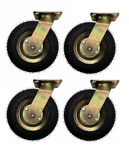 Luftreifen Räder Lenkbare Schwerlastrollen 4er Set 8" Luft - Bild 1 von 3