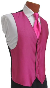 Men's Fuchsia Armanno Tuxedo Vest & Long Tie Purple Red Raspberry Wedding Prom - Picture 1 of 4