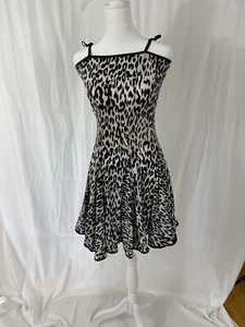 Abito estivo vintage 1990 bianco leopardato stampa animale con animali danza latina taglia S - Foto 1 di 9