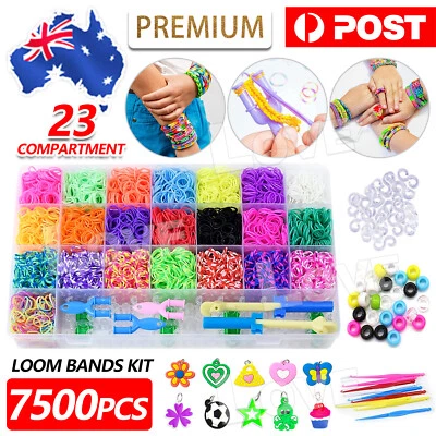 7500pcs Large Rainbow Loom Rubber Bands Case Kit Board Hooks Bracelet DIY Toys - image 1 of 4