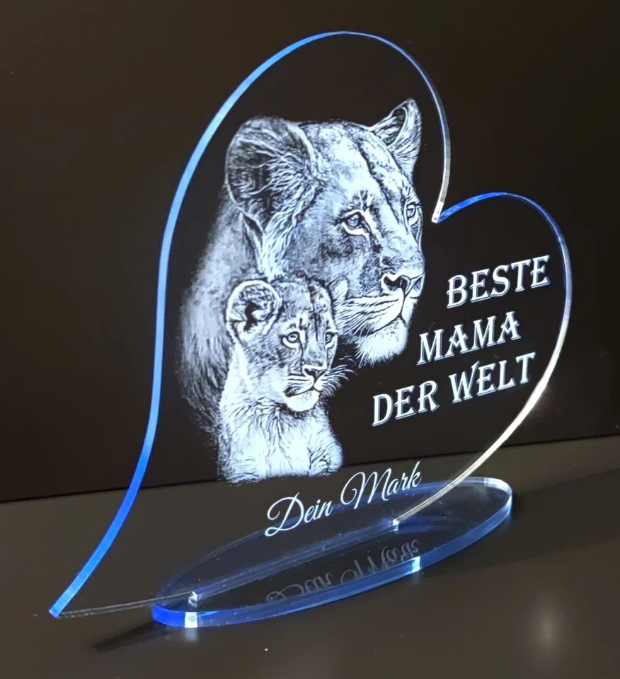 Geschenk zum Muttertag Muttertags Geschenk Beste Mama personalisiert Acryl Herz - Bild 1 von 4