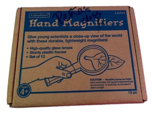 NEW! ~ LAKESHORE LEARNING ~ SET OF 12 HAND MAGNIFIERS ~ GLASS LENSES ~ LA444 - Picture 1 of 6