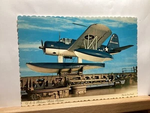 U.S.S. Alabama and Kingfisher Aircraft: - Vintage Postcard - Picture 1 of 3