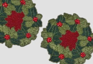 Christmas Floral Placemats, Beaded Tablemats, Designer Charger Plate 13X13 In - Picture 1 of 6