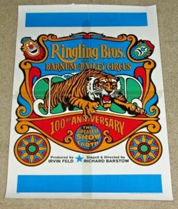 Vintage Ringling Bros & Barnum & Bailey Circus POSTER~100th Anniversary~16x24" - Picture 1 of 4
