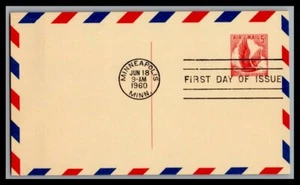 US FDC # UXC3 5c Red Eagle w/border none  nddeassed 1958, 9p1257 - Picture 1 of 1