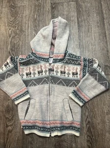 Andino Artesanías Alpaca Wool Girl’s Zipped Hoodie Sweater Pink/Gray Size 6 - Picture 1 of 7