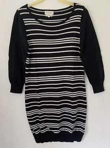 Next Long Stripy Tunic Jumper 3/4 Sleeves Black & White size 10 Fine Knit - Picture 1 of 5