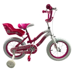 NEW Aussie Baby Supermax Pink Butterfly Flower 14 Inch Girls Bike - Picture 1 of 2