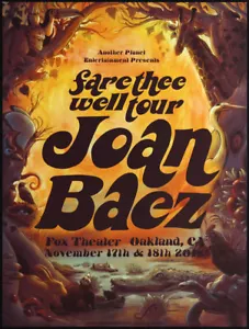 Póster de la gira Fare Thee Well 2018 de Joan Baez Fox Theater Oakland Cody Blocker - Imagen 1 de 1