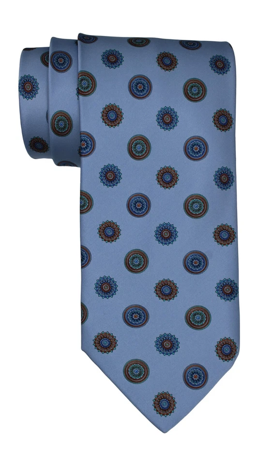 Italo Ferretti Satin Blue Fancy Medallion Tie - Image 1 of 1