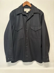 VTG Filson Seattle Jac-Shirt 100% Virgin Wool Black Button Up Men’s Size 42 #90 - Picture 1 of 10