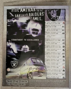 Póster firmado por Mervyn Fernández #86 de los Oakland Raiders 21x27" tren Amtrak 2001 - Imagen 1 de 2