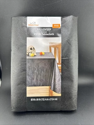 Ways To Celebrate Halloween PEVA 60”X84” Black Tablecloth - Image 1 of 4