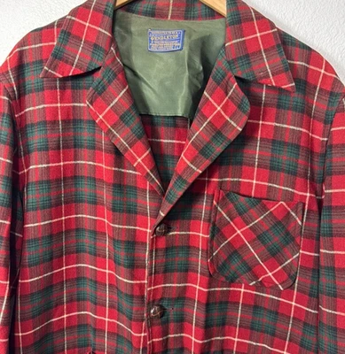 Vintage 70s Pendleton Men's Jacket Large Blazer Plaid Shirt Shacket Virgin Wool - Image 1 of 4