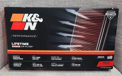 K&N 33-2023 Air Filter 1982-1997 Ford Bronco E-250 E-350 F-150 F-250 F-350 NEW - Image 1 of 4