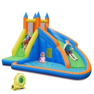 Inflatable Water Slide Wet & Dry Bounce House w/ Slide Splash Pool & 950W Blower - Picture 1 of 8