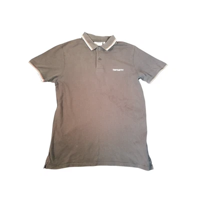 Carhartt Polo Negro Pequeño Trabajo En Progreso Wip Manga Corta 100% Algodón - Imagen 1 de 4