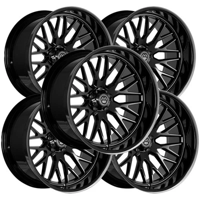 (Set of 5) Artem A206 Novus Flow formed 26x14 5x5" -76mm Gloss Black Wheels Rims - Image 1 of 4