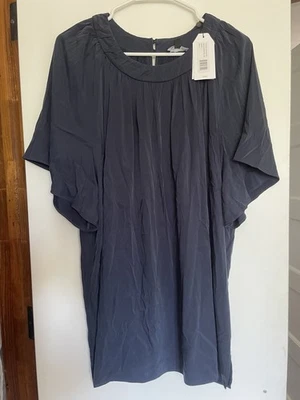 Top Universal Estándar Eross Cuello Fruncido Azul Marino Talla L Nuevo con Etiquetas Cupro Foto 1 de 4