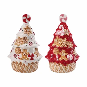 Regalo Italiano Scatola Albero Natale 20 x 15 x 30 Cm Ceramica Ass. Bianco Rosso - Imagen 1 de 3