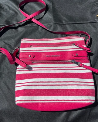 DANA BUCHMAN Everly Crossbody Shoulder Bag - Hot Pink/White Stripe - Image 1 of 4