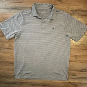 Vineyard Vines Mens Striped Performance Golf Polo Shirt Gray Size XL - Bild 1 von 6