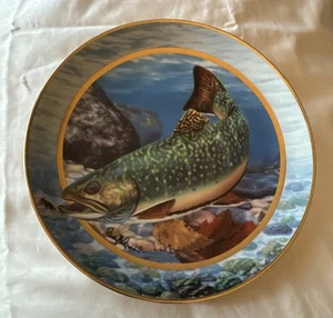 "Plato de pescado decorativo de 8"" de colección Field and Stream Franklin como nuevo arroyo trucha" - Imagen 1 de 2