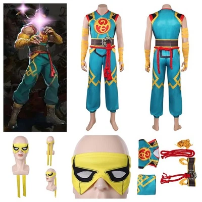 Juego Puño de Hierro Disfraz Juegos con disfraces Lin Lie Superhéroe Conjunto Verde + Máscara para los ojos vendada Foto 1 de 4