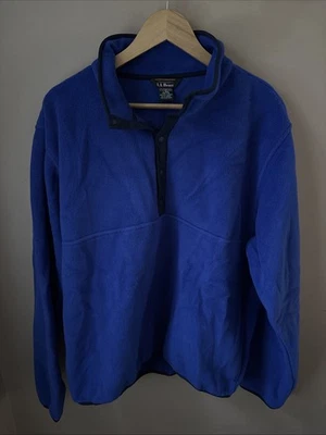 Pulôver masculino LL Bean grande azul lã quarto botão quente ao ar livre - Imagem 1 de 4