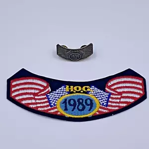 Vintage H.O.G. 1989 Harley Davidson Owners Group Jacke Rocker Patch mit Pin - Bild 1 von 7