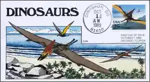 Dinosaurs Pteranodon 25c Stamp FDC Handpainted Collins#L1603 Sc#2423 - Picture 1 of 1