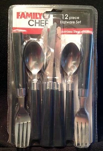 FAMILY CHEF 12 Piece Flatware Set Stainless Steel FREE SHIPPING & GREAT PRICE - Picture 1 of 2