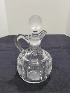 Fostoria CRYSTAL FROSTED COIN *6 1/4" - 7 OZ CRUET W/ CLEAR STOPPER INSERT - Picture 1 of 7