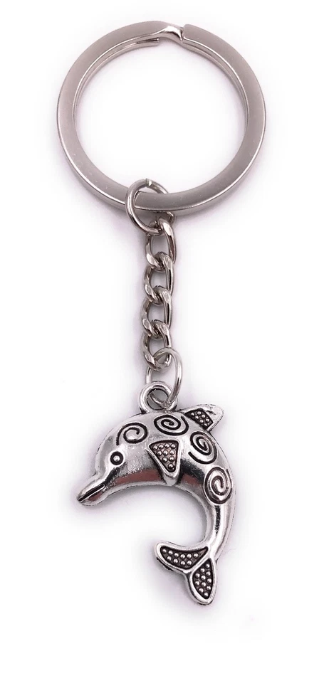 Dolphin with Pattern Key Ring Pendant Silver Made of Metal - Image 1 of 1