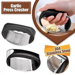 Garlic Press Stainless Steel Manual Mincer & Kitchen Crusher Squeezer Chopping - Picture 1 of 19