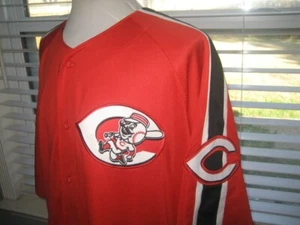 RARE MLB CINCINNATI REDS RETRO THROWBACK RUNNING MAN LOGO JERSEY sz 2XL NEW WOT - Picture 1 of 7