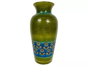 MCM 60er Jahre Aldo Londi Bitossi für Rosenthal Netter blau/gold/grün Vase 12" - Bild 1 von 8