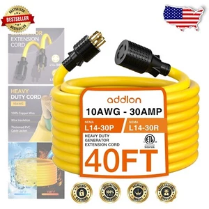 Heavy-Duty 10 Gauge SJTW Generator Cord 40FT - Ideal for RV and Home Power Needs - Picture 1 of 9