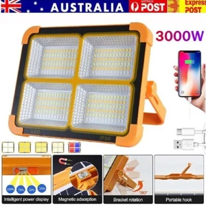 3000W Portable Solar Rechargeable LED Work Light Camping Garage Flood Light IP66 - Picture 1 of 12